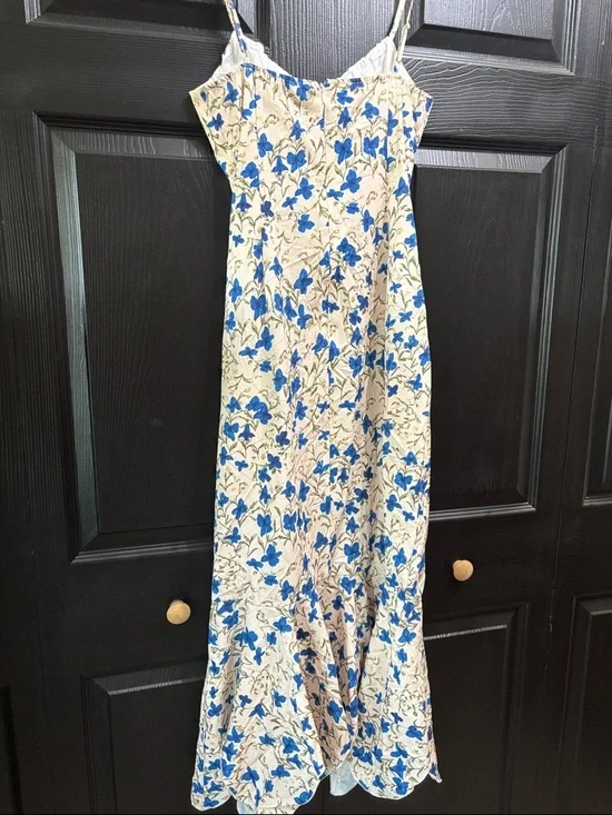 Commense Blue and Cream Floral Spaghetti-Strap Maxi Dress - Picture 4 of 4